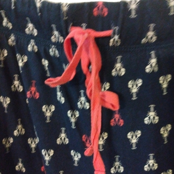 Lobster PJ Pants Nautica Navy, Red, White Comfy Wide Leg Cropped w Drawstring  L - Picture 2 of 8